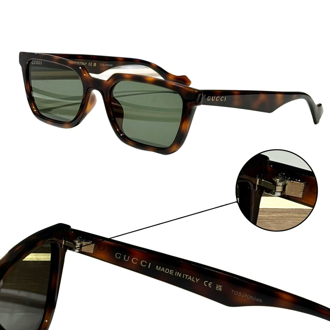 Gucci square frame glasses leopard/airy blue/black/leopard yellow color Size 55口19-145
