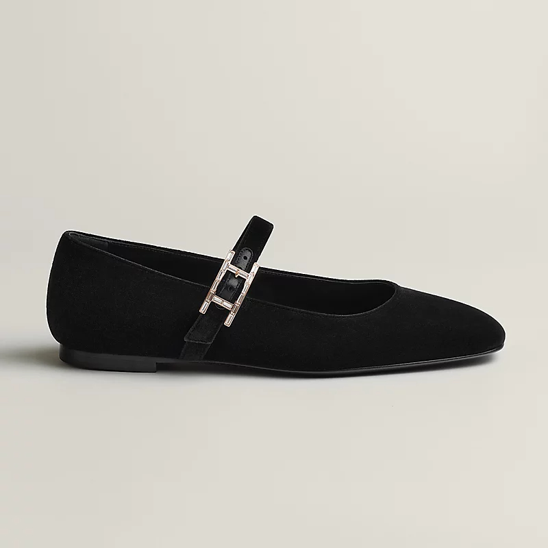 HERMES Jane Black Ballet  Shoes