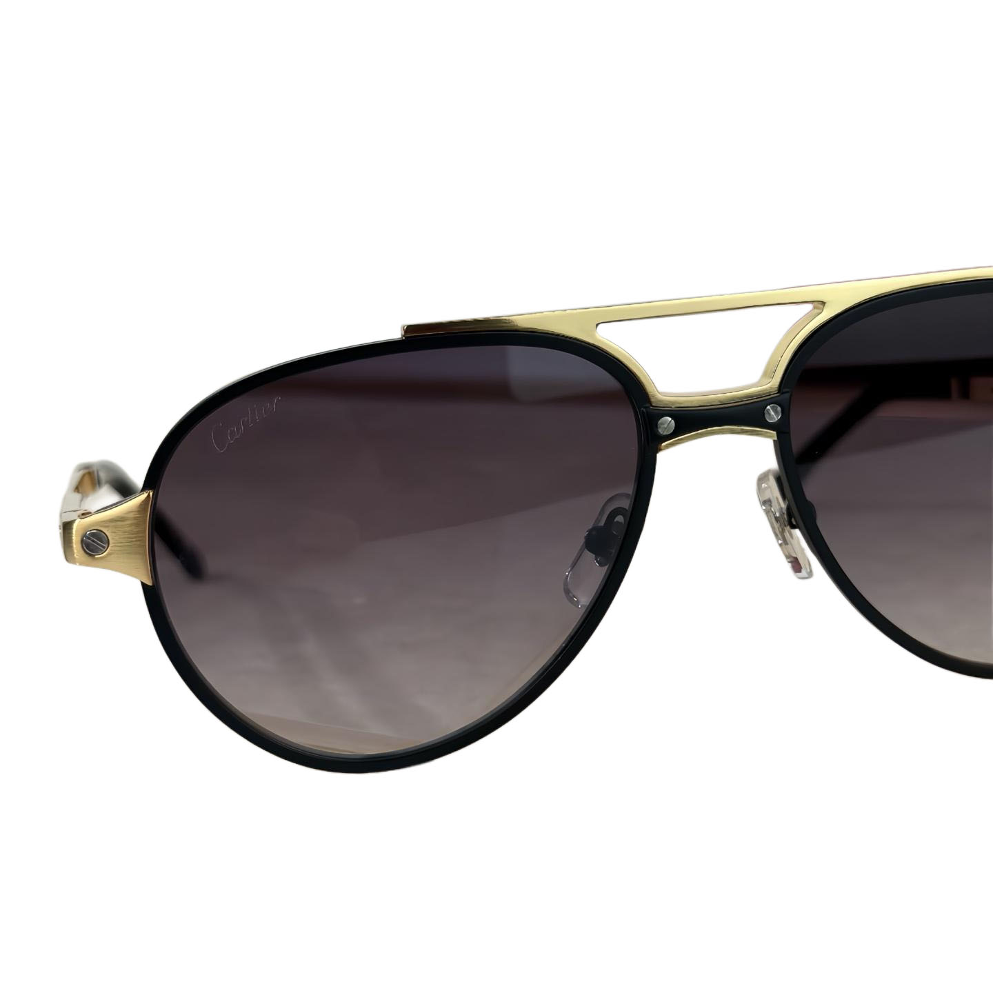 Cartier Pilot glasses black gold/tawny/grey silver/brown/black/brown black gold/grey black gold color Size 59口17-145