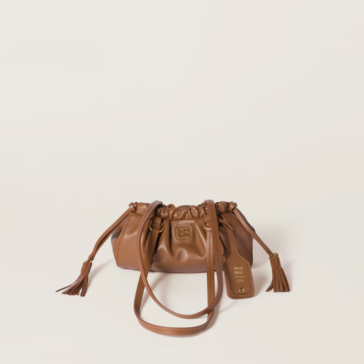 Miu Miu Joie Nappa Quilted Lambskin Leather Brown Shoulder Bags