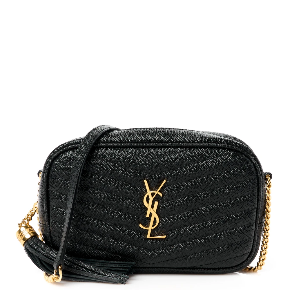 Saint Laurent Mini Lou Camera Bag Black Monogram Grain De Poudre Matelasse Leather Gold Hardware