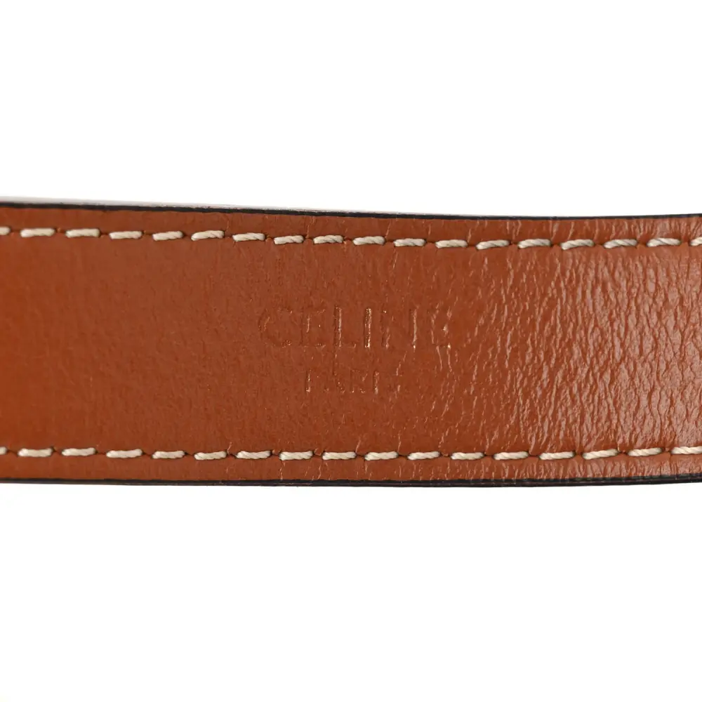 Celine Small Ava Triomphe Shoulder Bag White Canvas & Calfskin Leather Gold Hardware $430