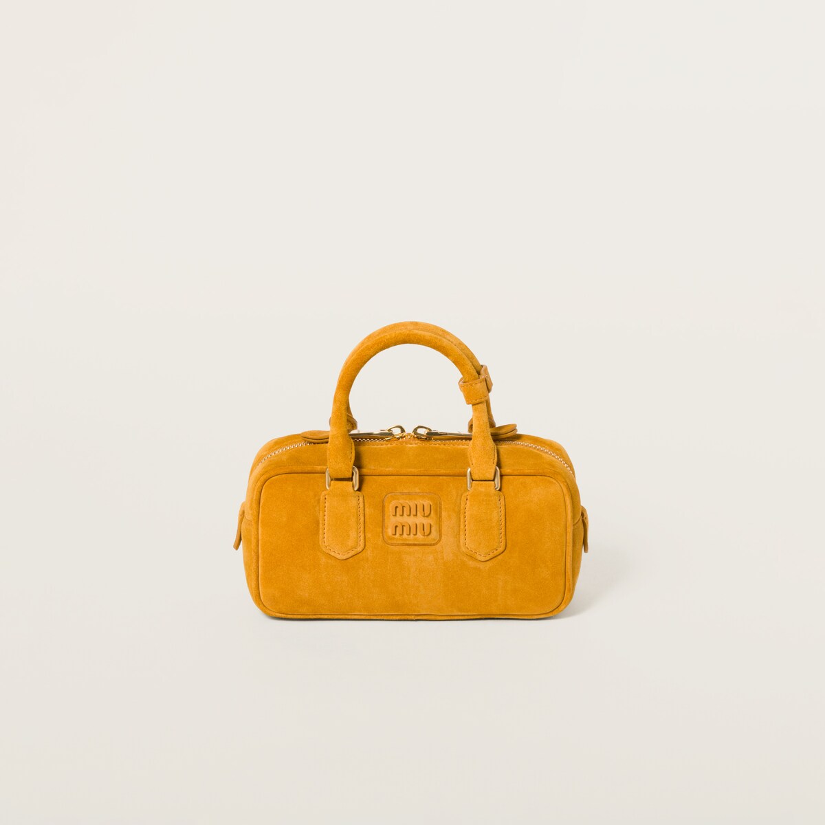 Miu Miu Arcadie Suede Leather Yellow Top-Handle Bags