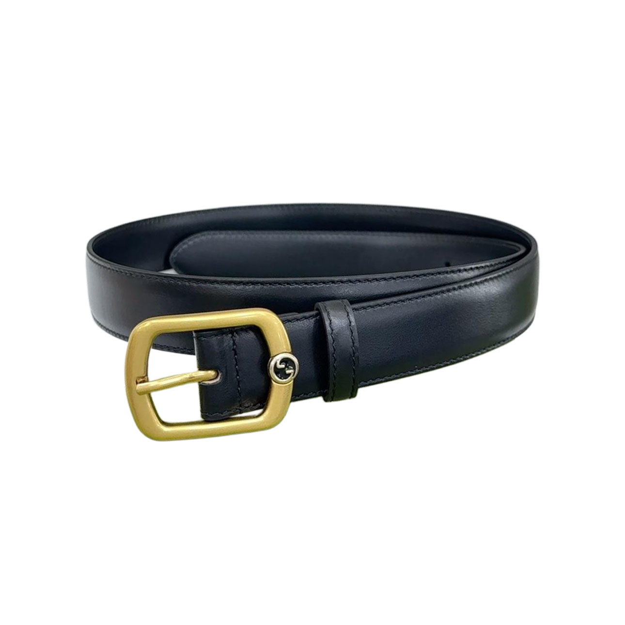 Gucci Women's Rectangular Buckle Belt In Black/Coffee/Brown/Red Smooth Calfskin With Gold Hardware 30mm