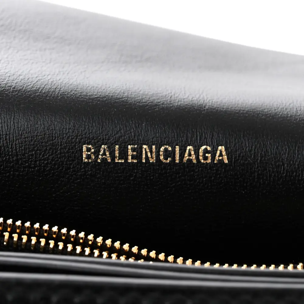 Balenciaga Medium Crush Chain Bag Black Crushed Calfskin Leather Gold Hardware