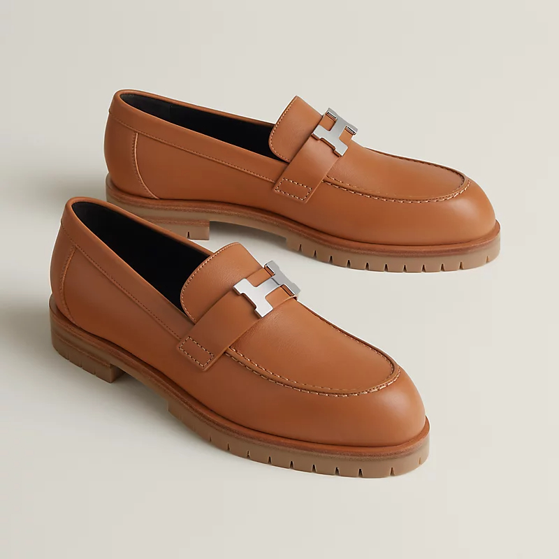 HERMES Faubourg Brown Loafers