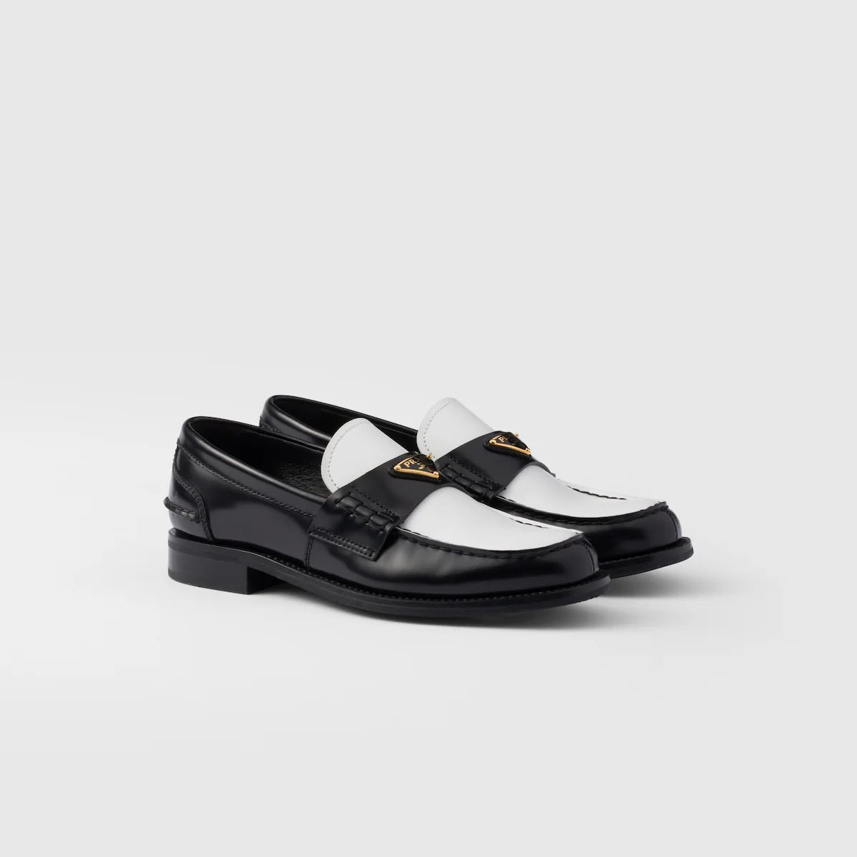 PRADA Two-tone shiny leather loafers