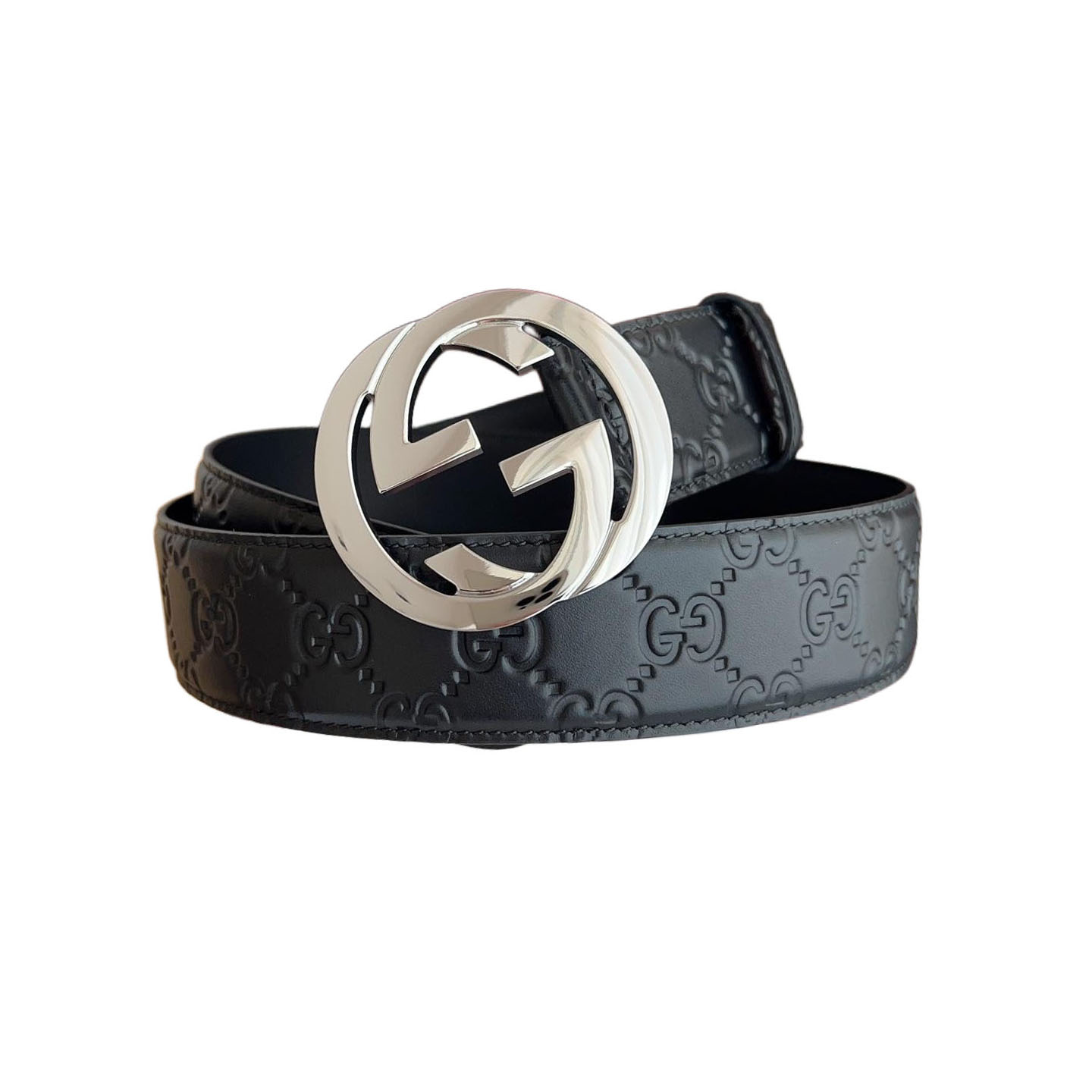 Gucci Men's Interlocking G Buckle And Interlocking G Belt In Black/Brown Marmont In Calfskin/Canvas With Gold/Silver Hardware 40mm