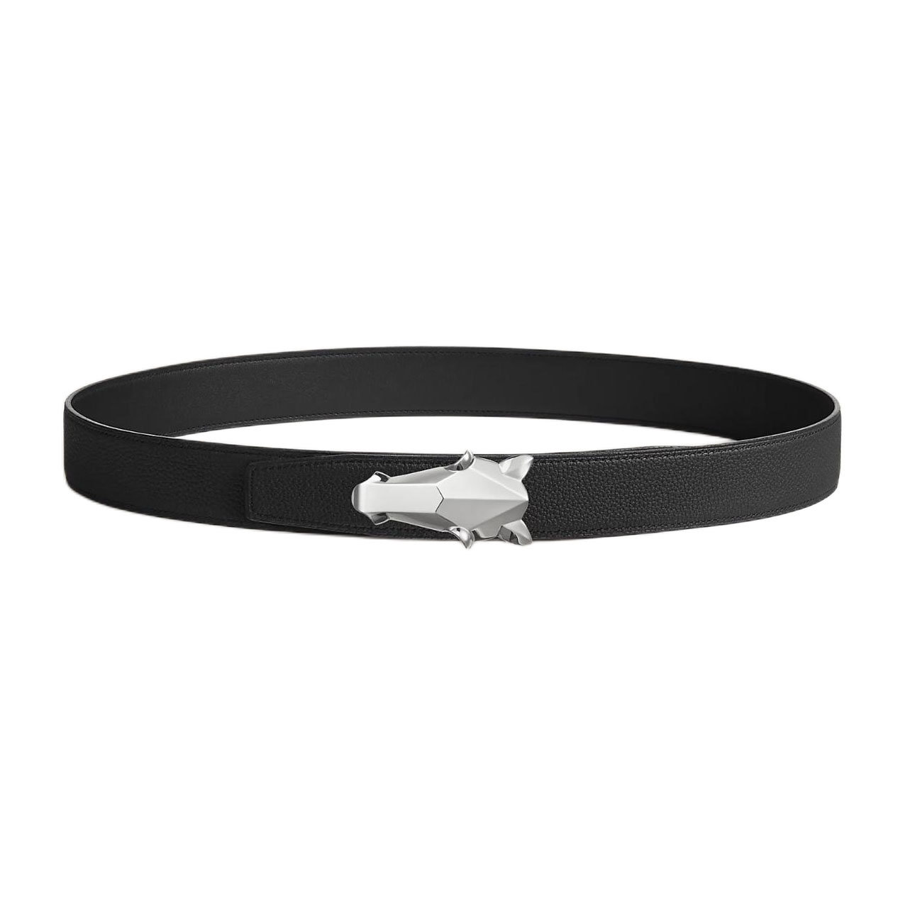 Hermès Men' s Destrier Buckle Reversible Belt In Black/Etoupe/Coffee/Brown/Blue Grained Calfskin With Silver Hardware 32mm