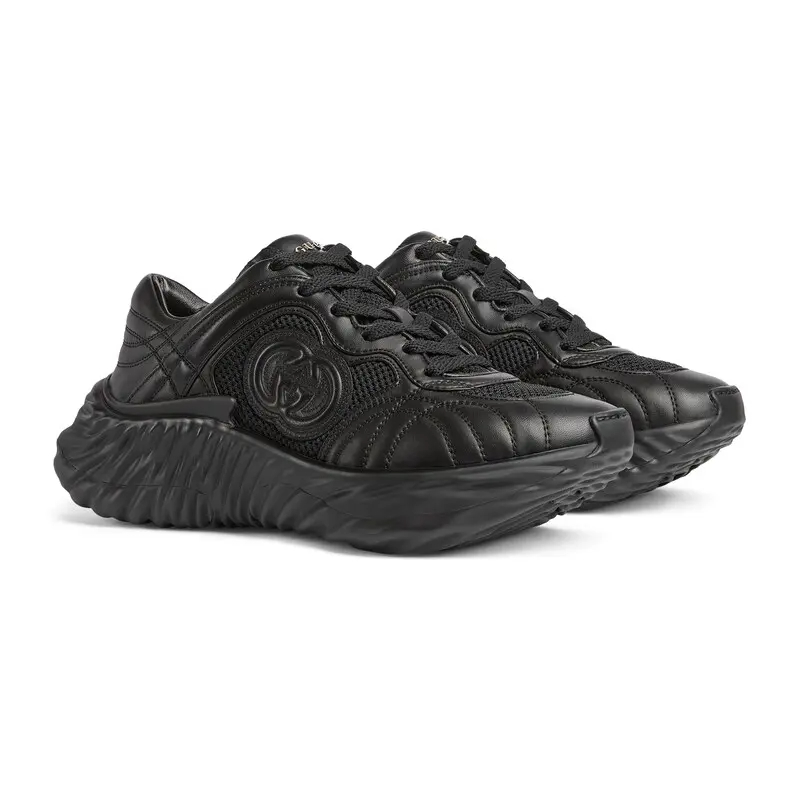 Gucci Ripple series women's thick soled sports shoes black Sneakers
