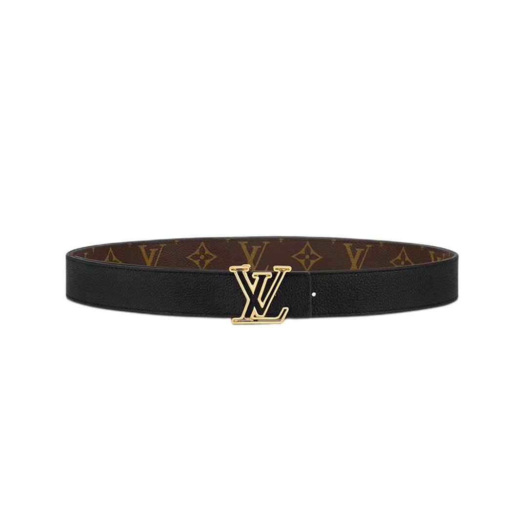 Louis Vuitton Women's Contouring Reversible Belt In Black/Red/Brown Calfskin And Monogram Canvas With Gold/Silver Hardware 30mm