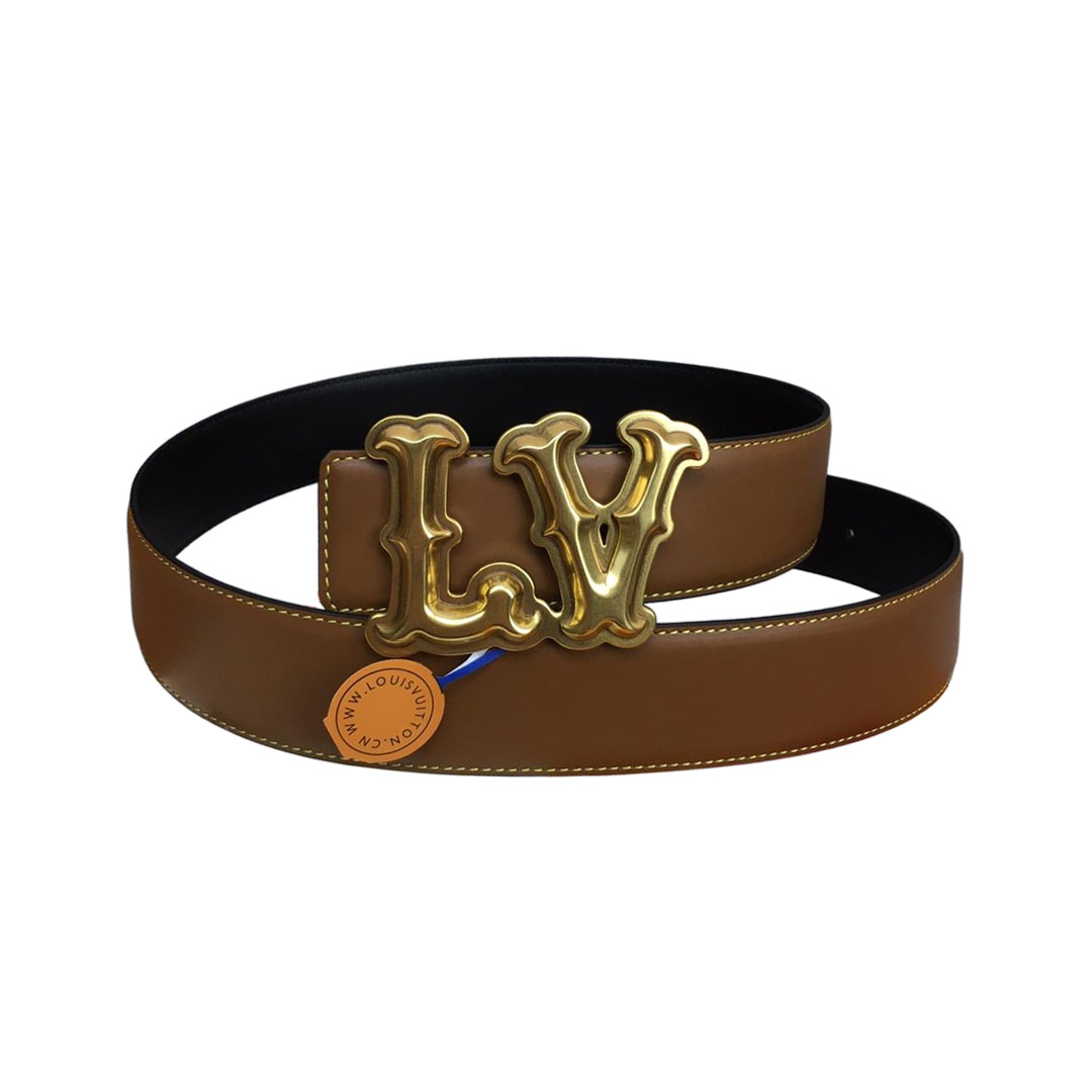 Louis Vuitton Men's LV Ranch Reversible Belt In Black/Brown Calfskin With Gold/Silver Hardware 40mm