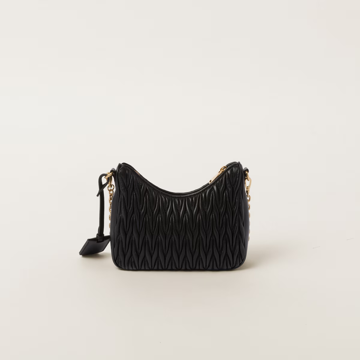 Miu Miu Matelassé Quilted Lambskin Leather Black Crossbody Bags