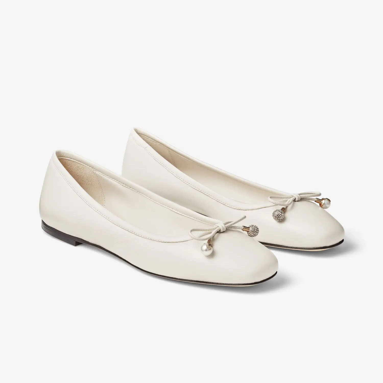 JIMMY CHOO White Nappa sheep-leather flats