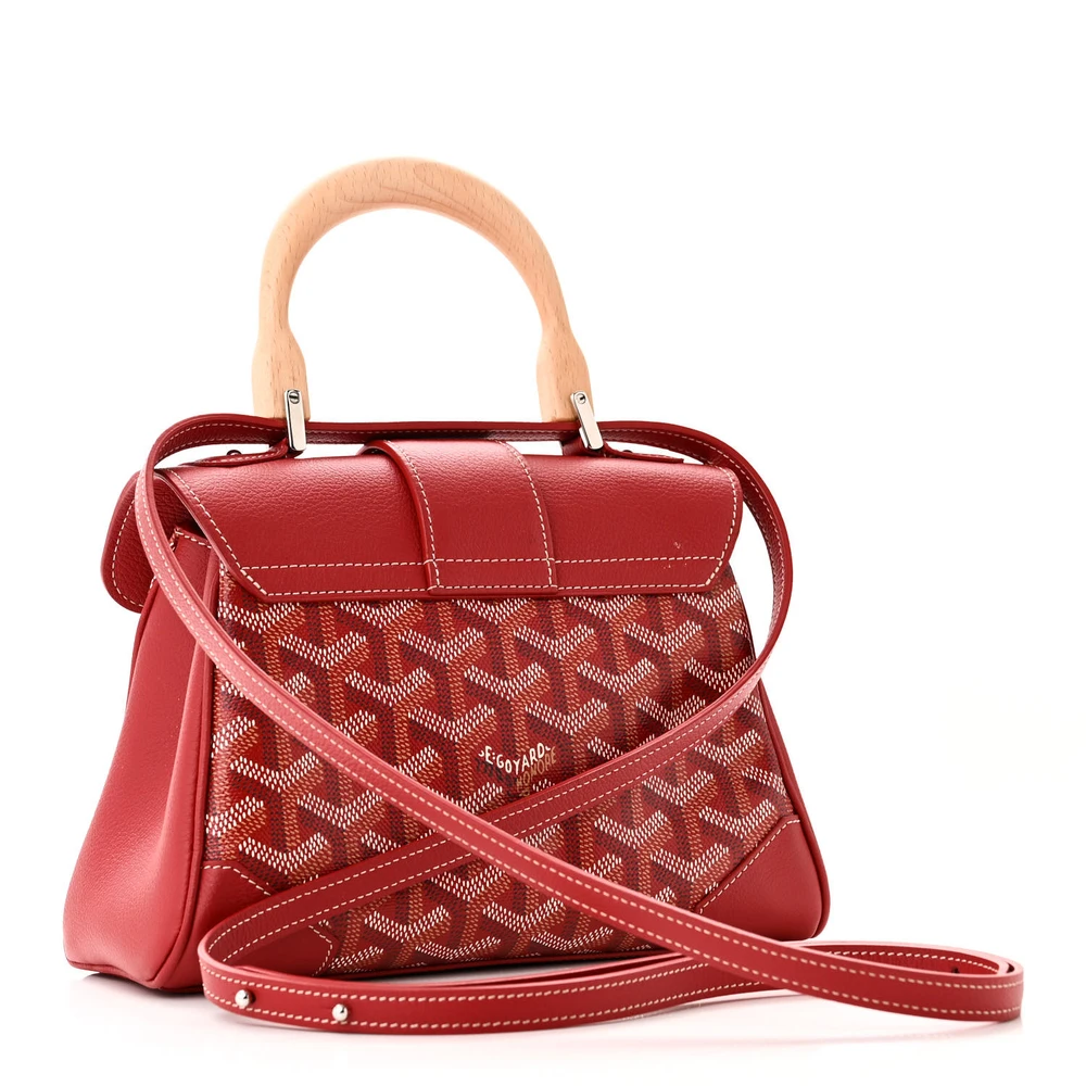 Goyard Saigon Mini Bag Red Goyardine Canvas Silver Hardware