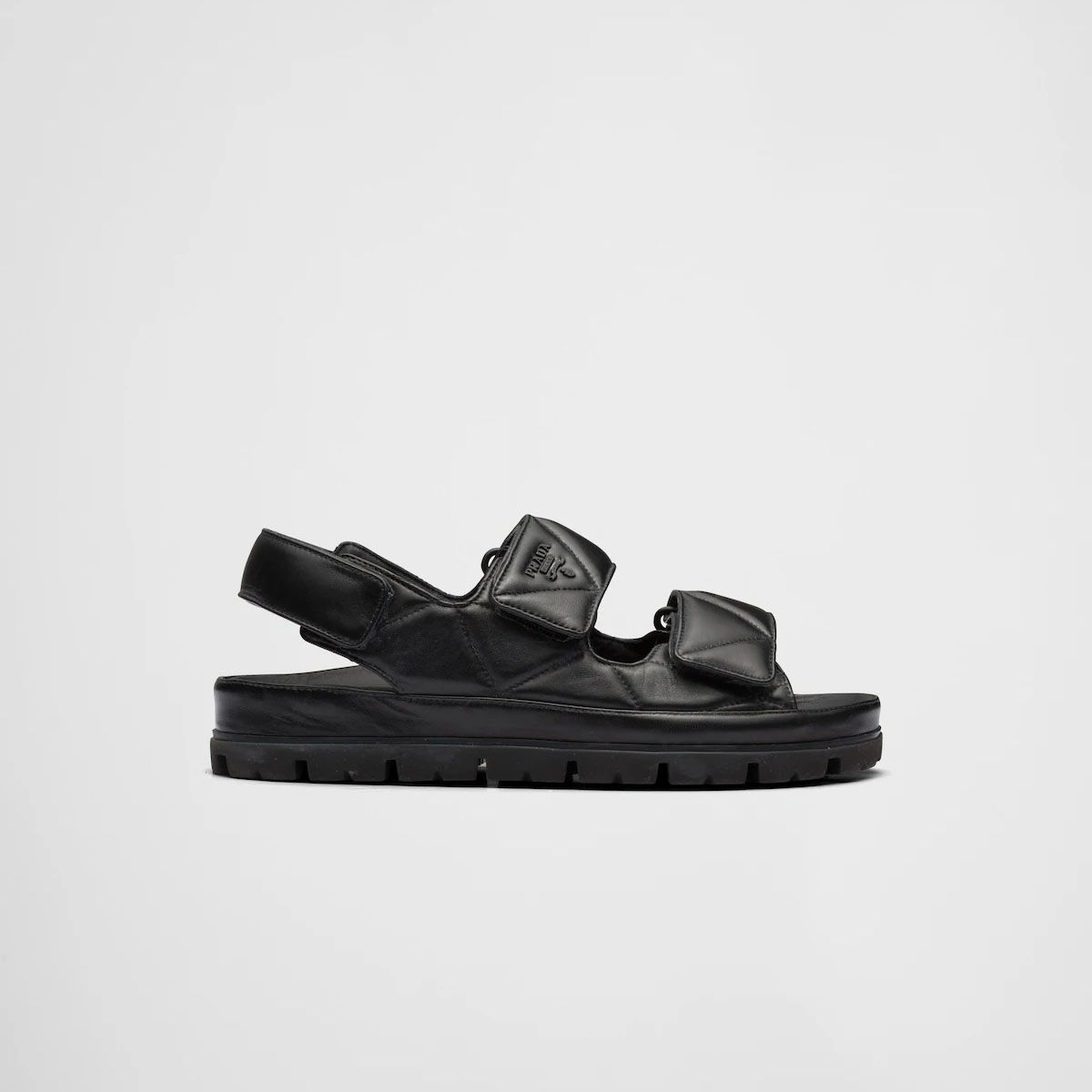 PRADA Black padded effect Nappa leather sandals