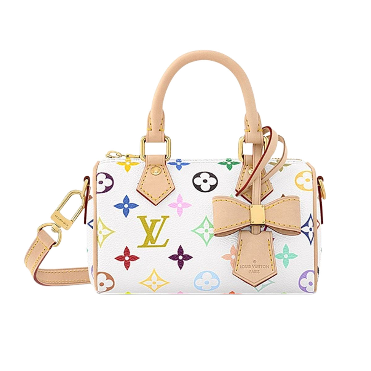 LOUIS VUITTON x Takashi Murakami NANO SPEEDY adjustable shoulder strap white Top-Handle Bags / Crossbody Bags