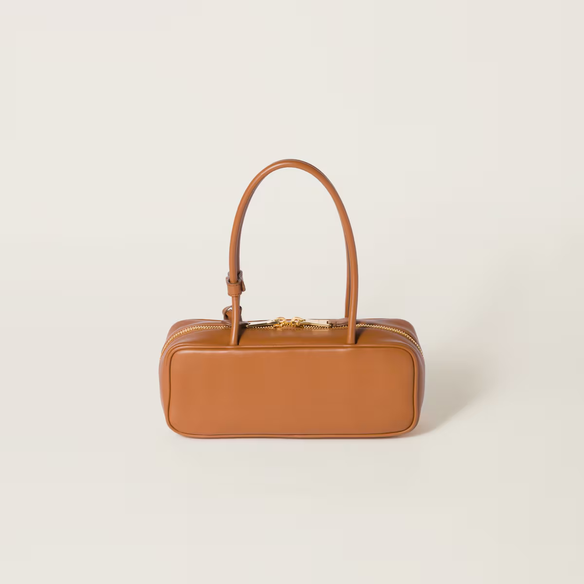 Miu Miu Calfskin Leather Beau Brown Top-Handle Bags