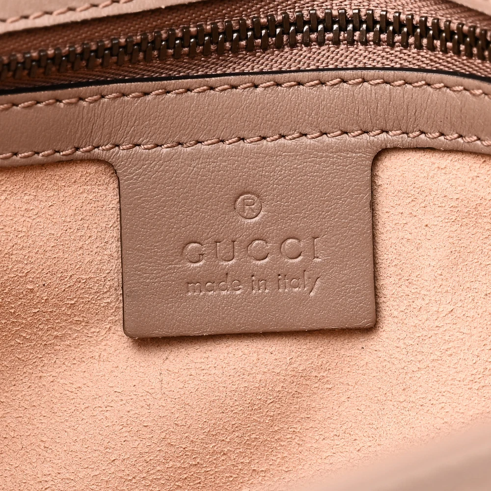 Gucci Small GG Marmont Shoulder Bag Porcelain Rose Calfskin Matelassé Leather Gold Hardware
