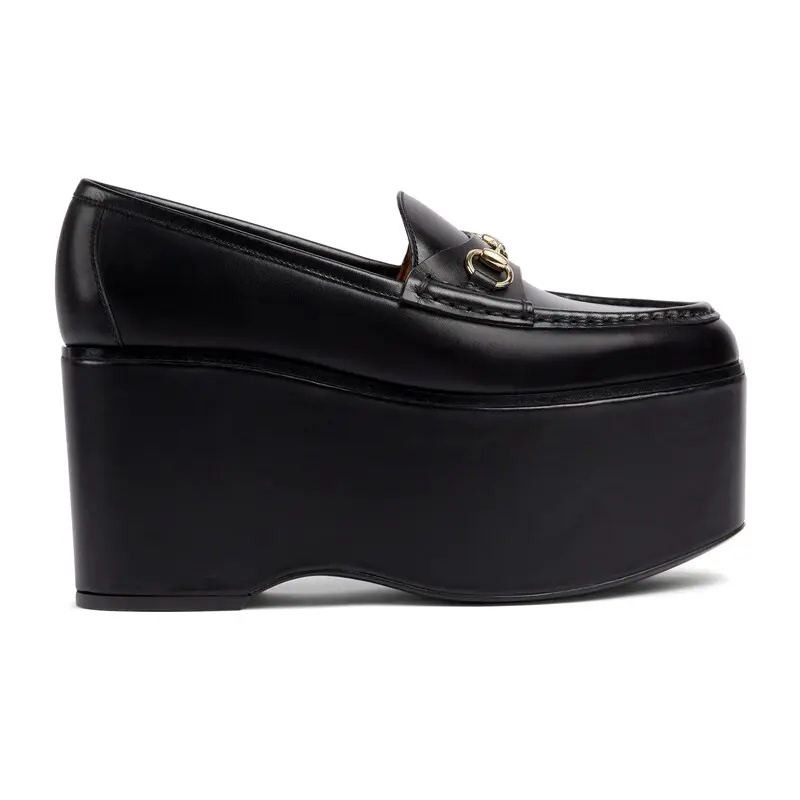 Gucci black thick bottom loafers