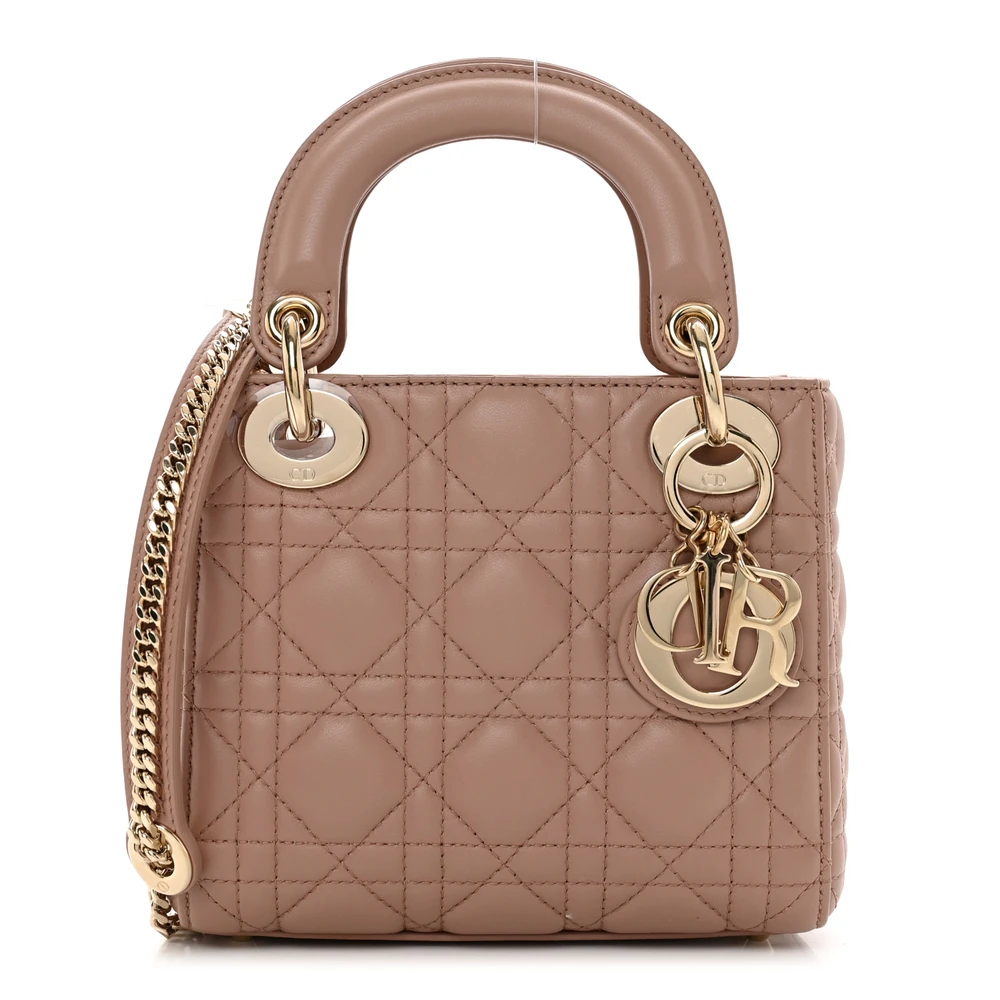 Dior Mini Lady Dior Fard Cannage Lambskin Leather Light Gold Hardware