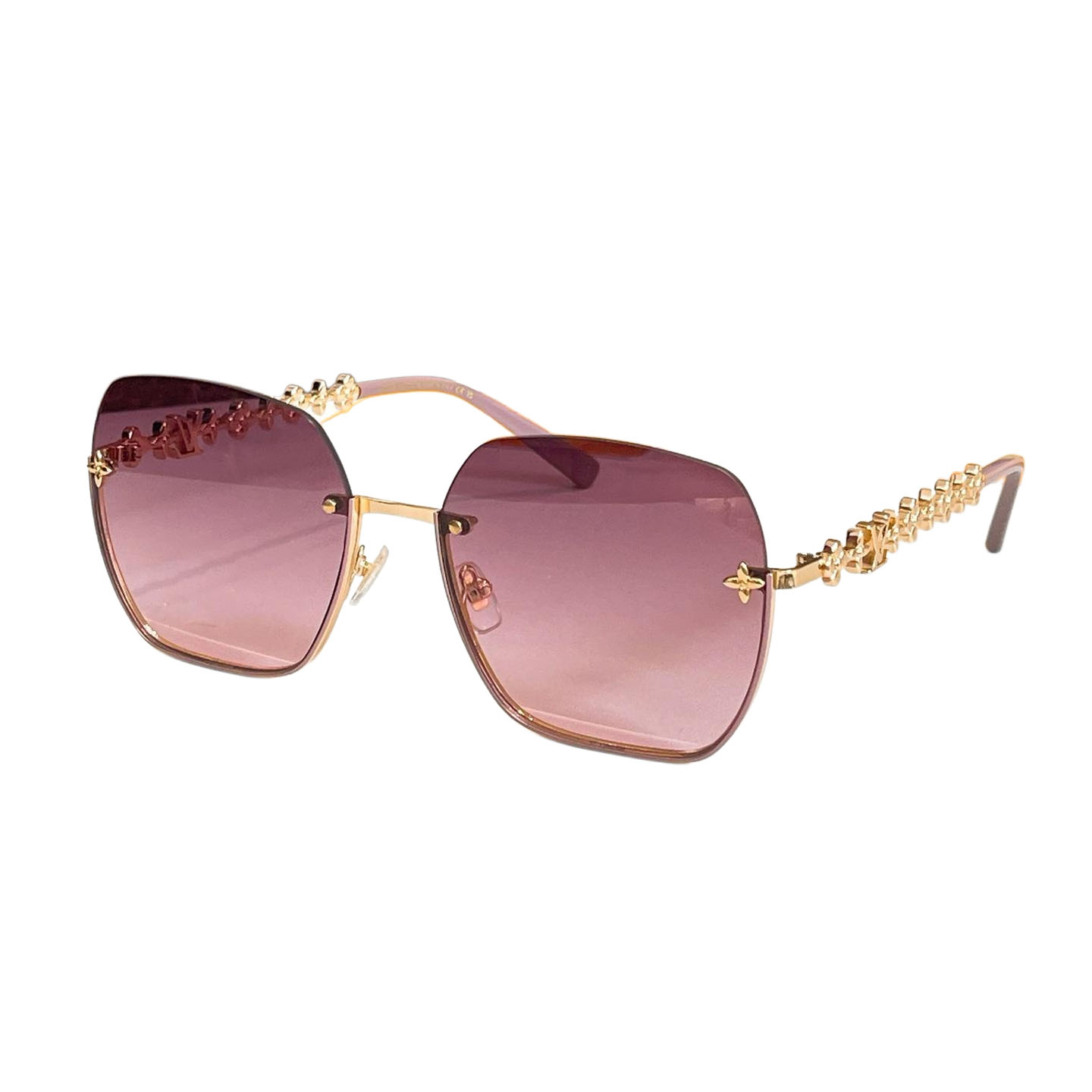 Louis Vuitton square frame glasses eggplant/red/green orange/blue orange color Size 57口16-145