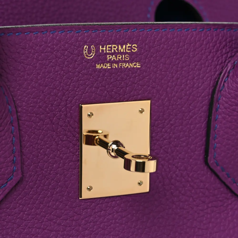 Hermès Horseshoe Birkin 30 Anemone / Bleu Electrique Togo Leather Gold Hardware