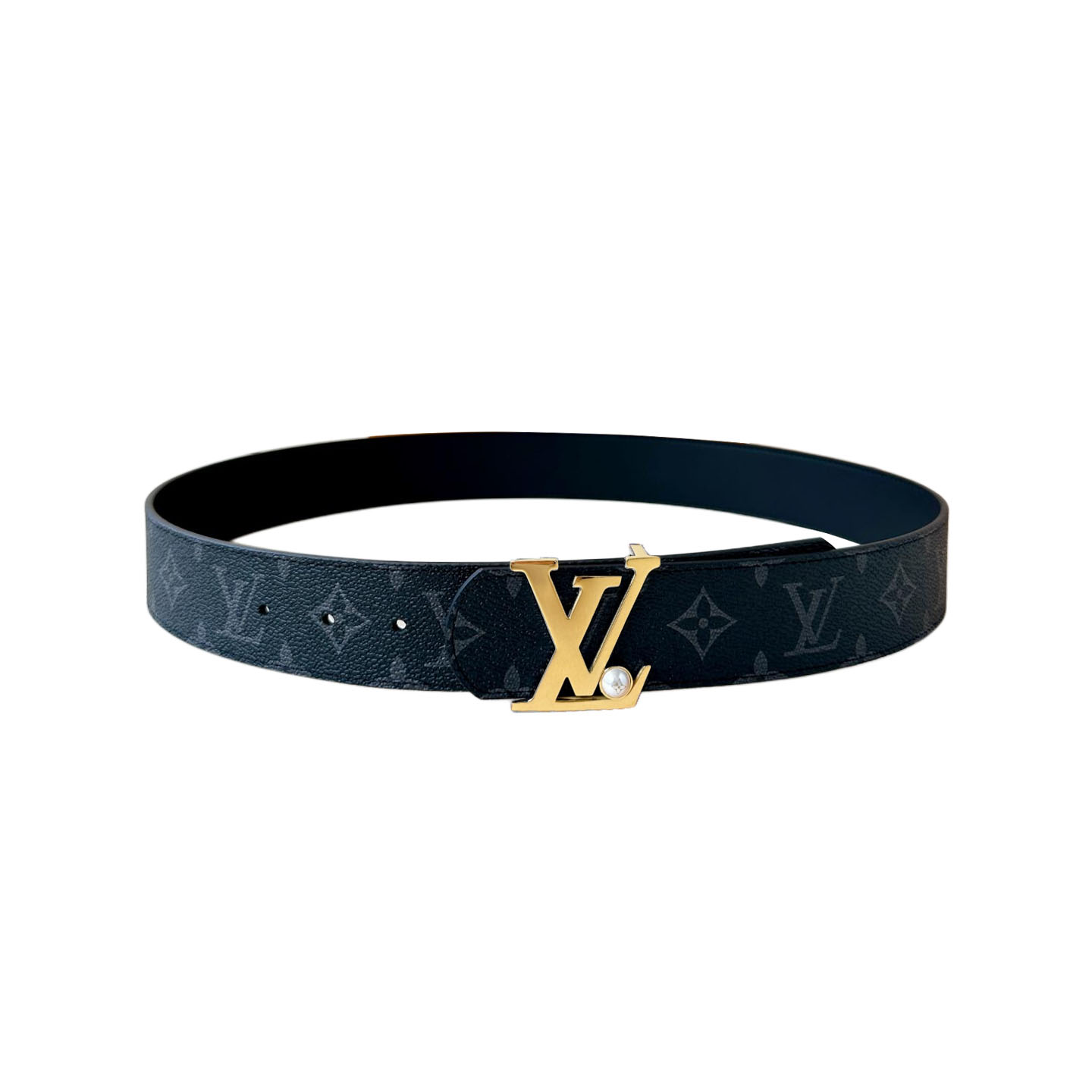 Louis Vuitton Men's Dimension Pearls Reversible Belt In Black/Brown Calfskin And Monogram/Damier Canvas With Gold/Silver Hardware 40mm