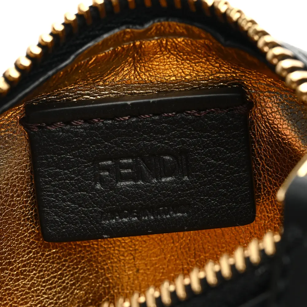 Fendi Nano Fendigraphy Hobo Charm Black Matte Grace Vitello Leather Gold Hardware