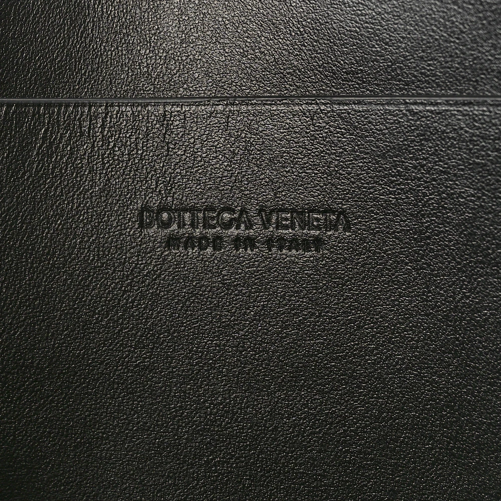Bottega Veneta Maxi Intrecciato Large Cassette Flat Zip Pouch Black Nappa Leather