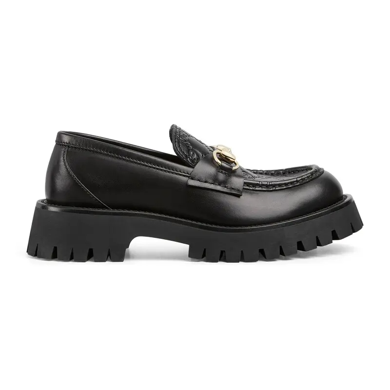 Gucci black thick bottom loafers