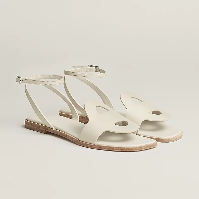 HERMES white Black Sandal