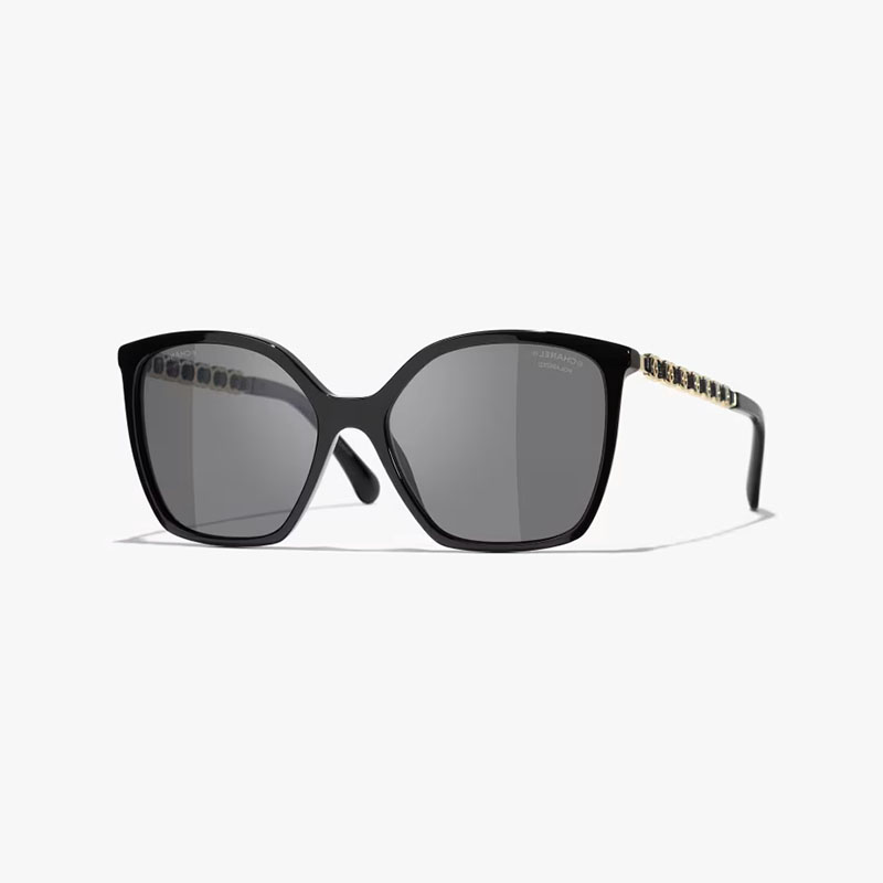 CHANEL square frame glasses black color size 57-17-140