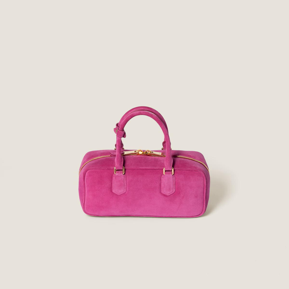 Miu Miu Arcadie Suede Leather Pink Top-Handle Bags