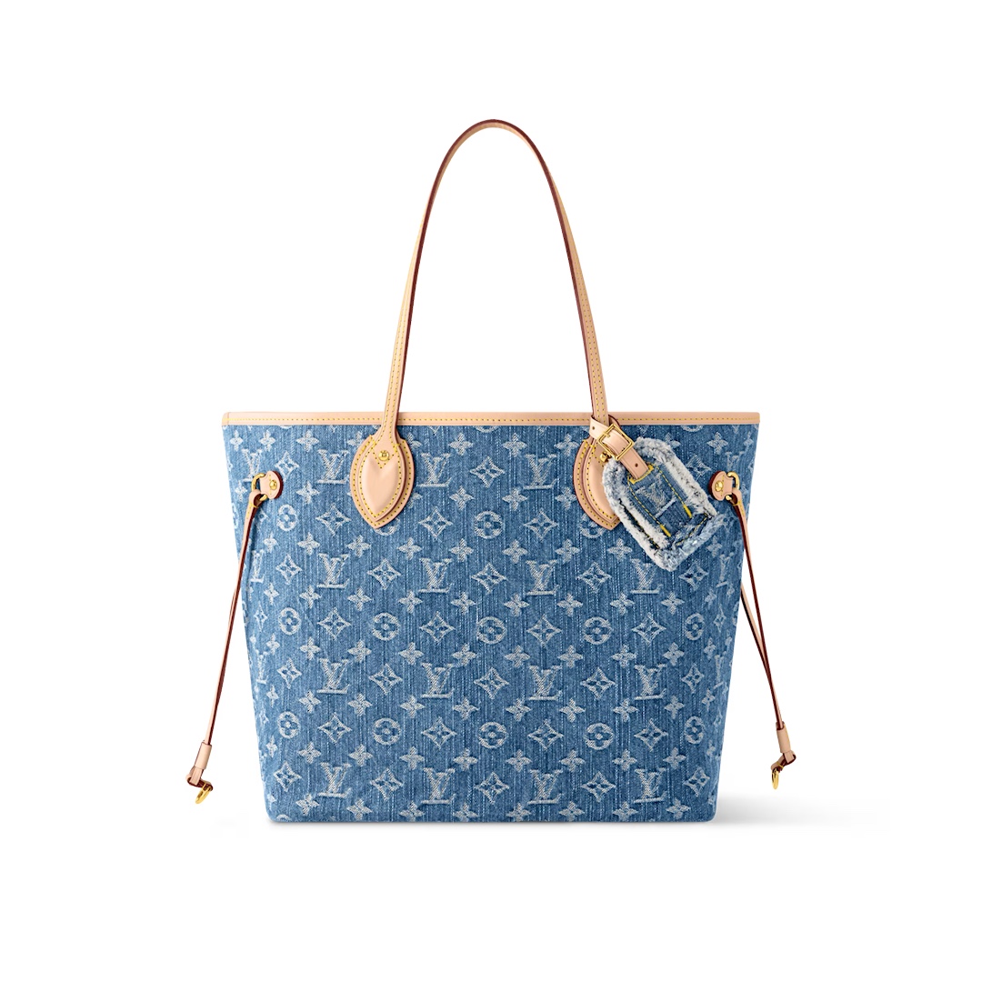 Louis Vuitton Neverfull Monogram Denim MM Gold Hardware