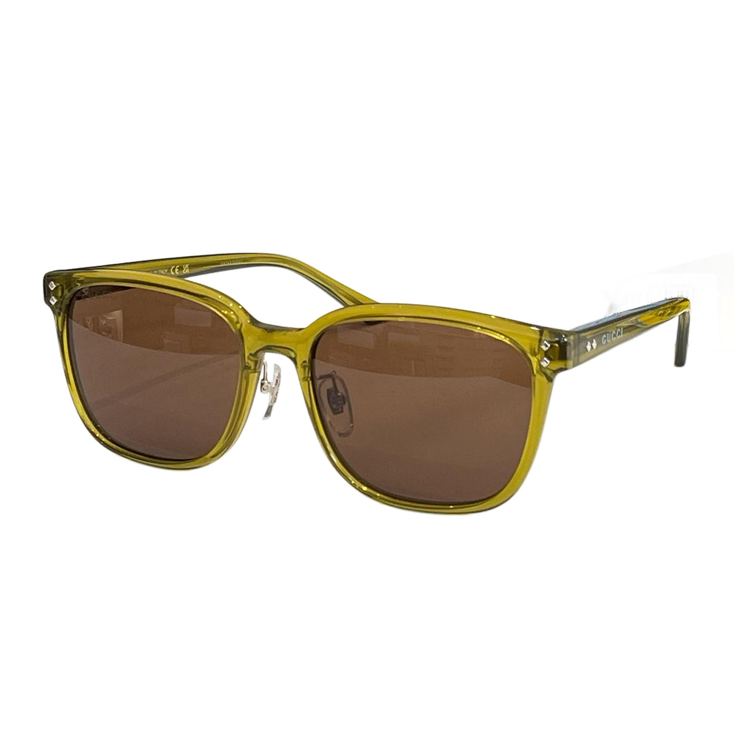 Gucci square frame glasses mustard/black/leopard color Size 57口18-145