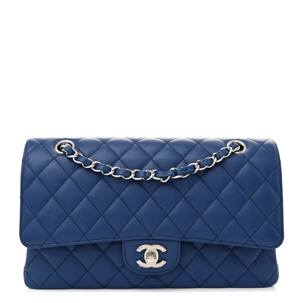 Grade Designer Handbags | Blue Quilted Chanel Flap