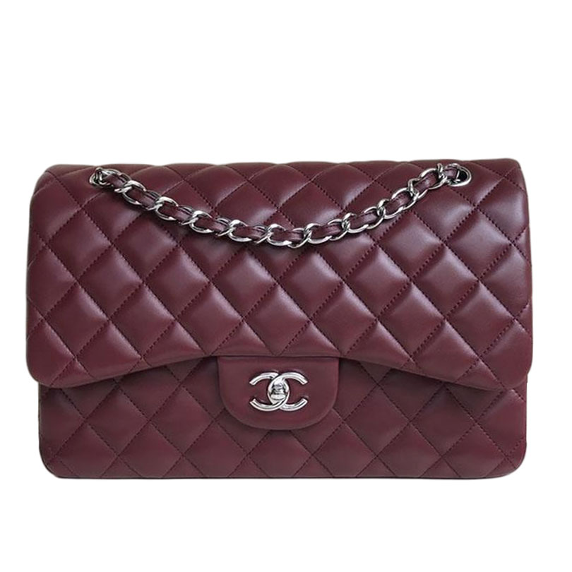 Chanel CF  Wine Red / Light Yellow Quilted Lambskin Leather Crossbody Bags