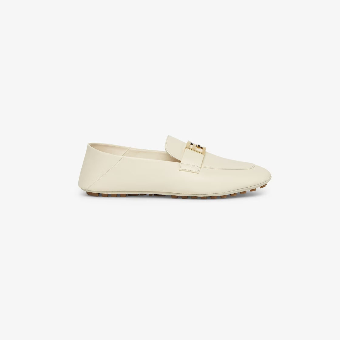 FENDI White leather loafers