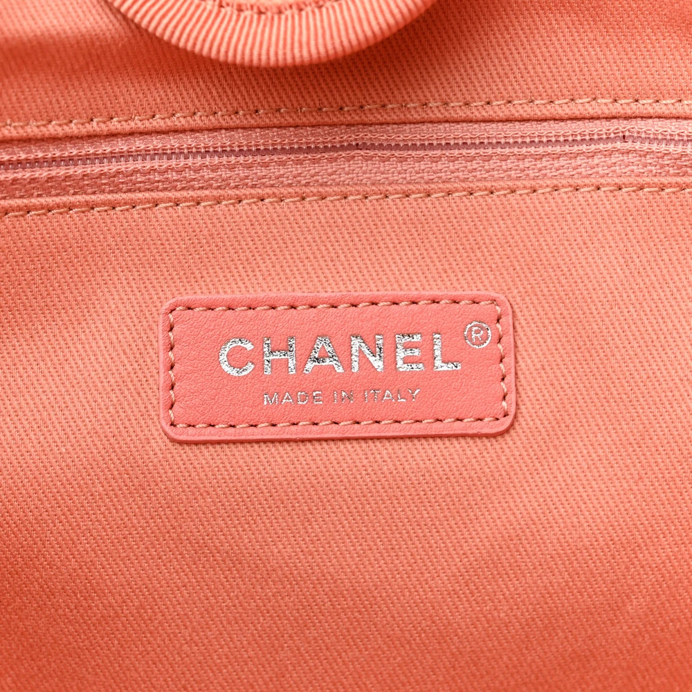 Chanel Deauville Tote Small Light Orange Mixed Fibers Silver Hardware