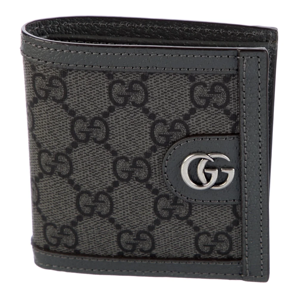 Gucci Small Bifold Wallet Grey GG Supreme Canvas Silver Hardware
