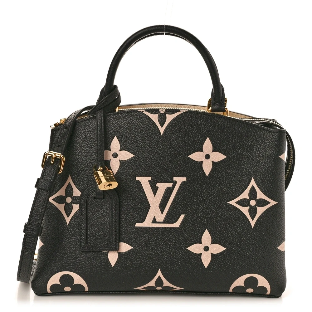 Louis Vuitton Petit Palais MM Black/Beige Giant Monogram Empreinte Leather Gold Hardware