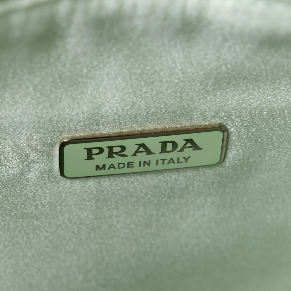 Prada Mini Re-Edition 2000 Bag Acqua Satin & Crystal