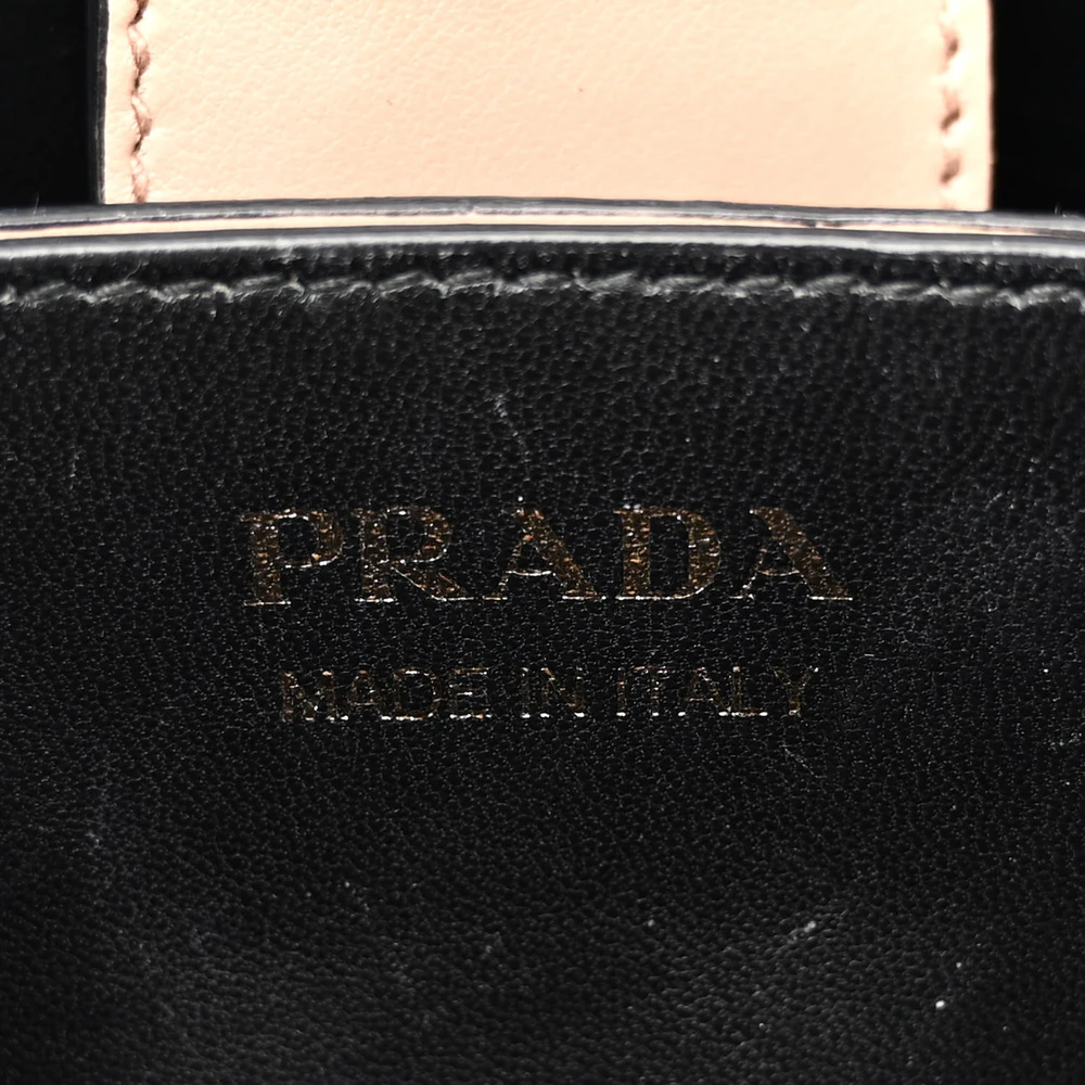 Prada Medium Panier Bucket Bag Cipria/Black Saffiano Cuir Leather