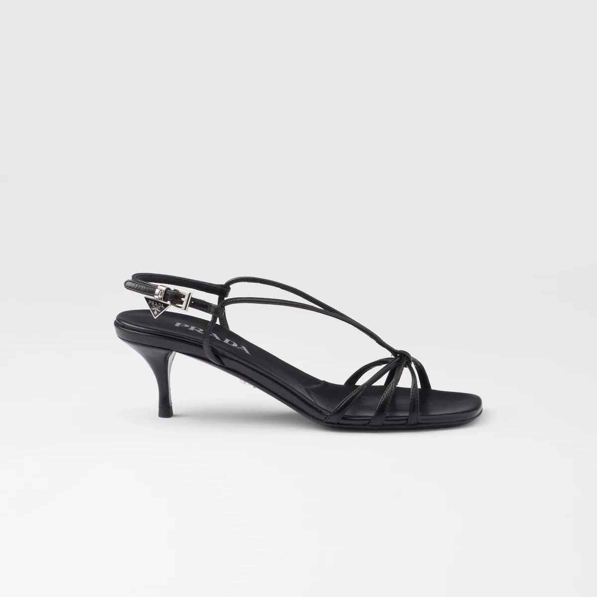 PRADA Black leather sandals with heels
