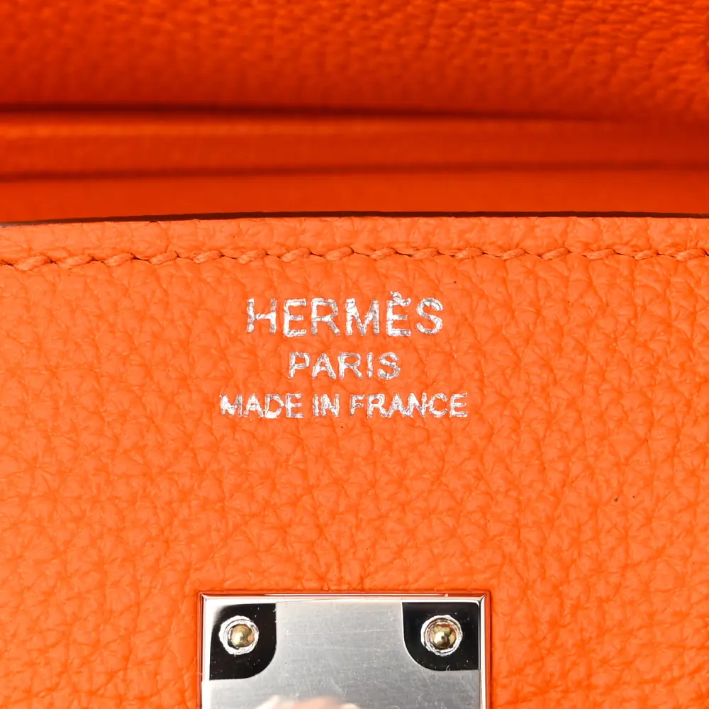 Hermès Birkin 25 Orange Minium Togo Leather Silver Hardware