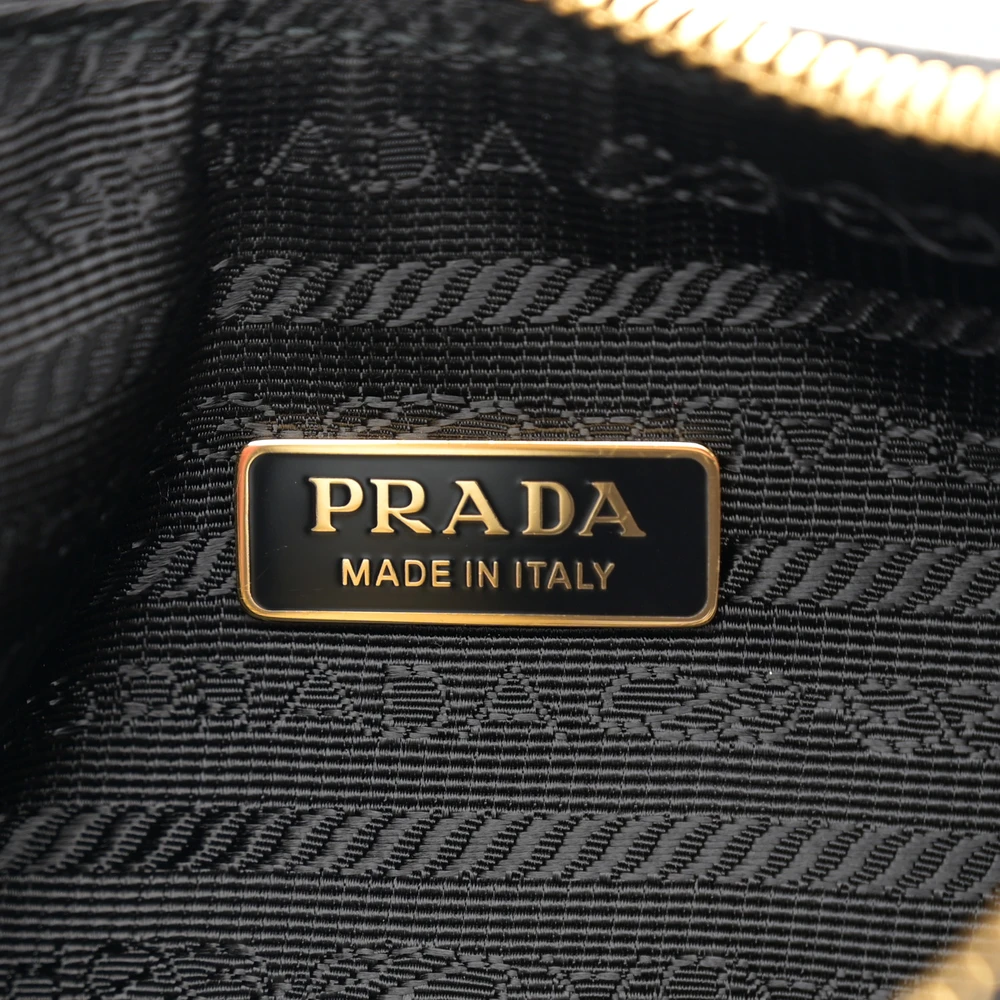 Prada Medium Re-Edition 2005 Shoulder Bag Black Patent Naplak Leather Gold Hardware