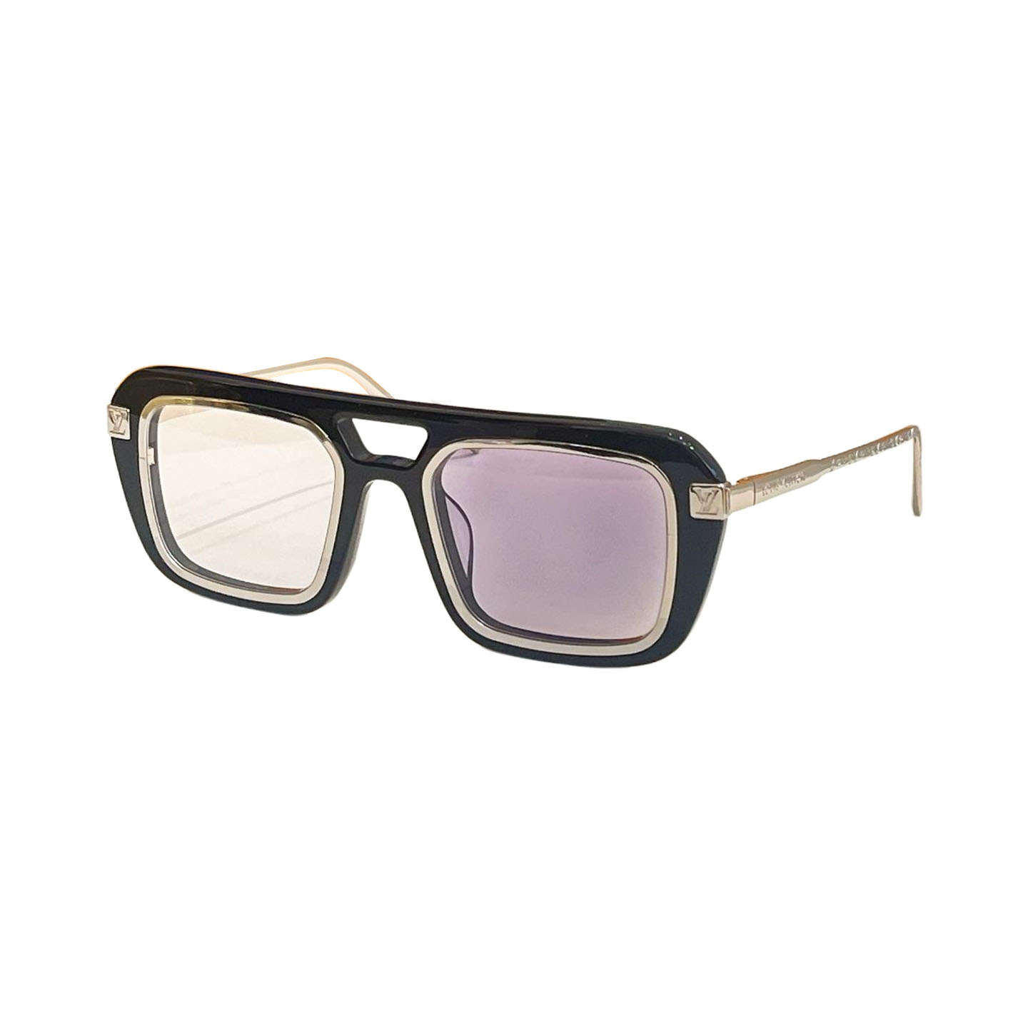 Louis Vuitton square frame glasses purple black/tawny black color Size 51口22-140