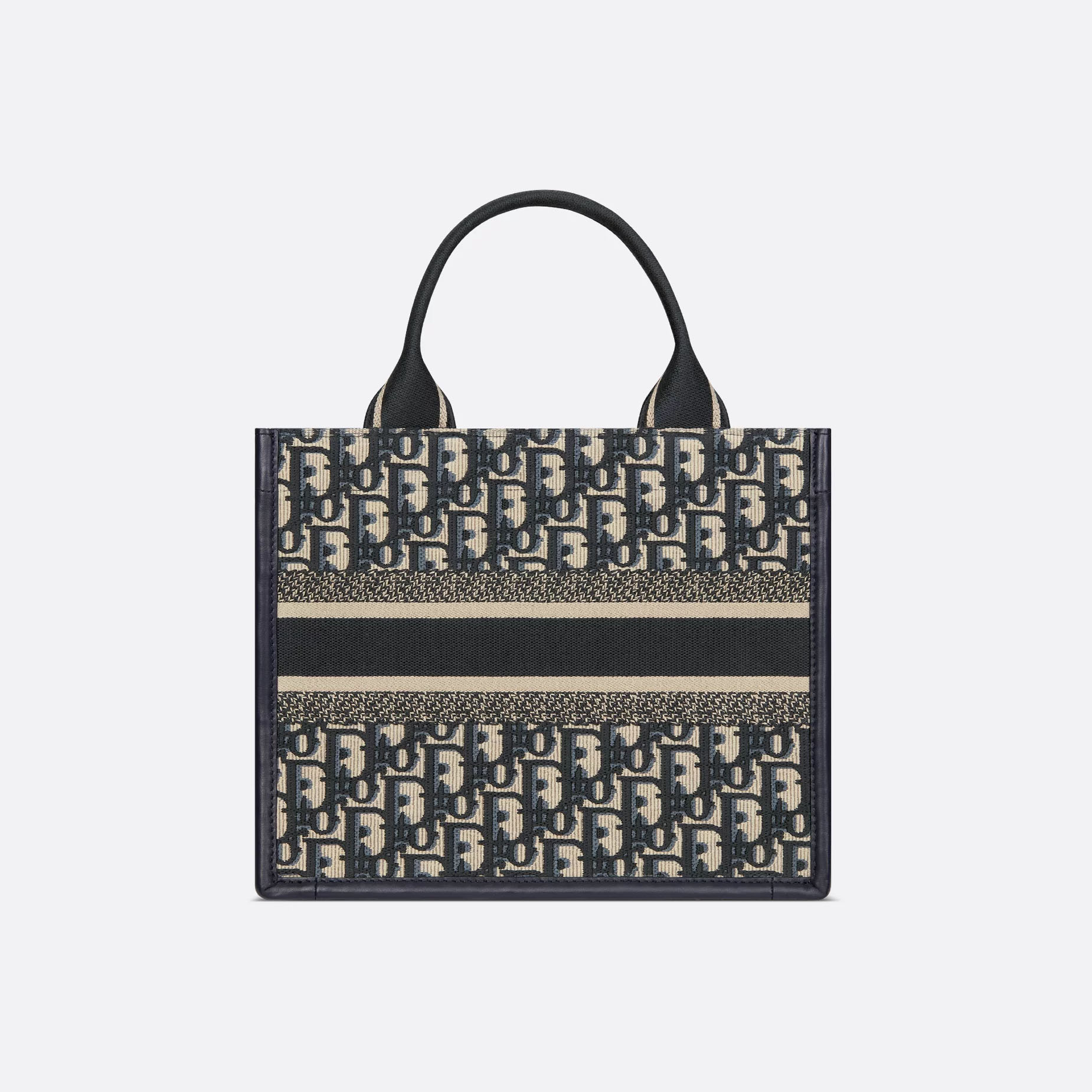 Dior Small Dior Book Tote In Blue Dior Oblique Embroidery Canvas and Calfskin Gold Hardware