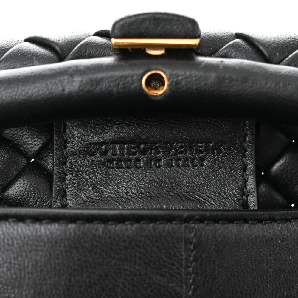 Bottega Veneta Small Intrecciato Padded The Handle Black Nappa Leather